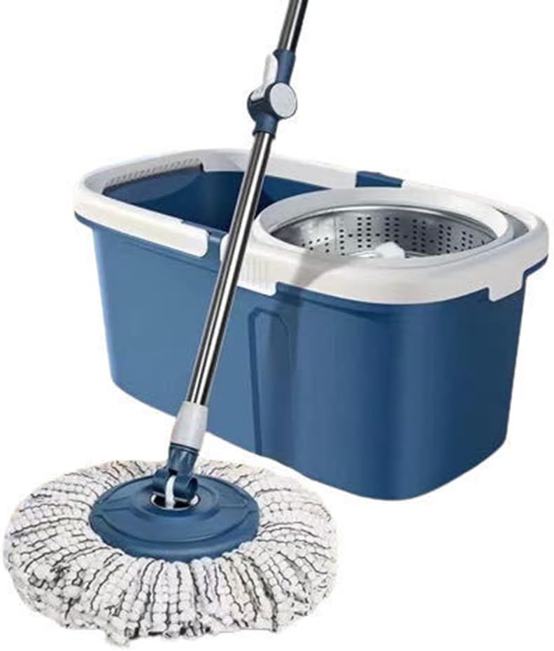 New Eco-Friendly Stainless Steel Swivel Rotary Mop Bucket Hands-Free Washing Dual-Drive System Microfibercomes with 4 Mop Heads