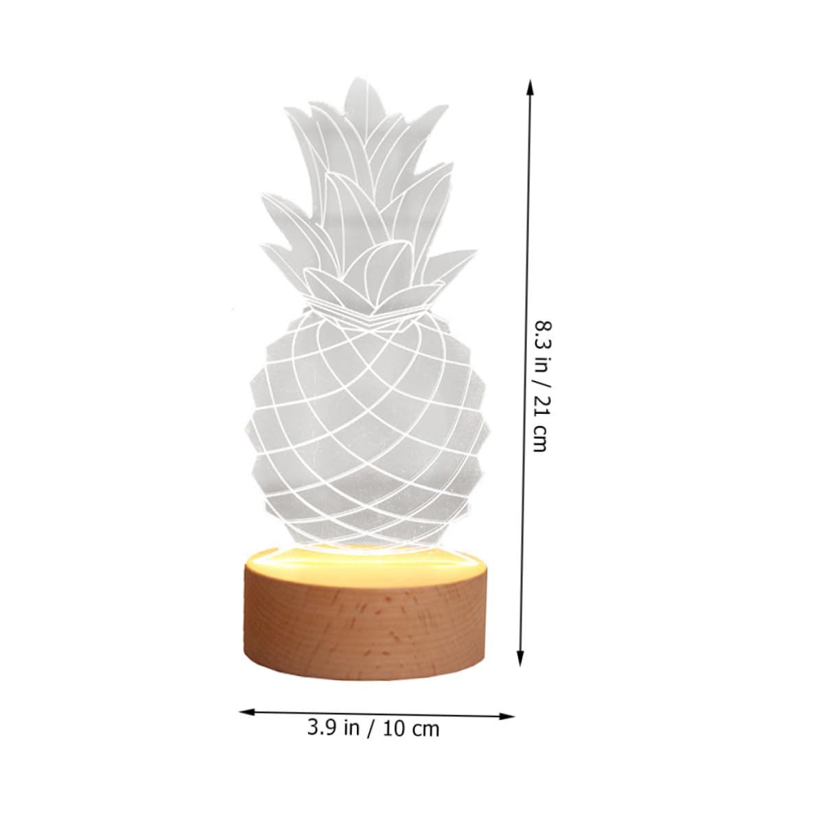 TEHAUX 3 Stck. Kreative Ananas LED Nachttischlampe mit Zartem Design und Langlebigem Material Dekoratives Nachtlicht für Wohnräume Geschenkidee Glattem Holzsockel Batteriebetrieben