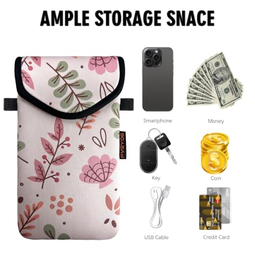Image of Neoprene Phone Sleeve Pouch Case Bag for Men Women w /Crossbody Strap /Neck Lanyard for iPhone 17 /16 /15 /14 Pro Max, Samsung S25,Pixel 10