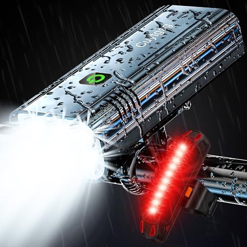 2024 New 6 LED 9500 Lumen Super Bright Bike Lights for Night Riding,360°Rotatable Bike Headlight,Bicycle Light-10 Modes,Runtime 36+ hrs,Upgrade Waterproof USB Rechargeable Bike Light,with Taillights