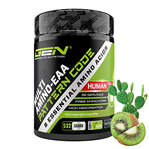 Poudre EAA - 532 g - Kiwi Cactus - Code Humain - Les 8 acides aminés essentiels - Boisson Amino Workout - Goût délicieux - Vegan Cover