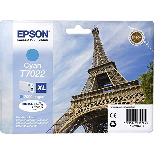 Cartouche d'encre Cyan Epson C13T70224010 d'origine pour vos impressions quotidiennes