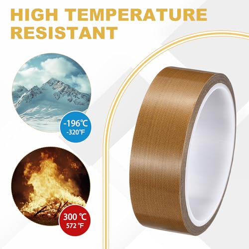 Image of PATIKIL High Temperature PTFE Tape 1-3 /16 Inch x 33 Feet PTFE Coated Fiberglass Adhesive Tape for Vacuum Sealer Machines Hand-Impulse Sealers Insulation, Brown