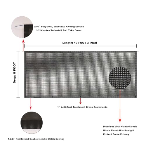 Image of RV Awning Mesh Sun Shade Screen for Motorhome Camper Trailer Sunshade