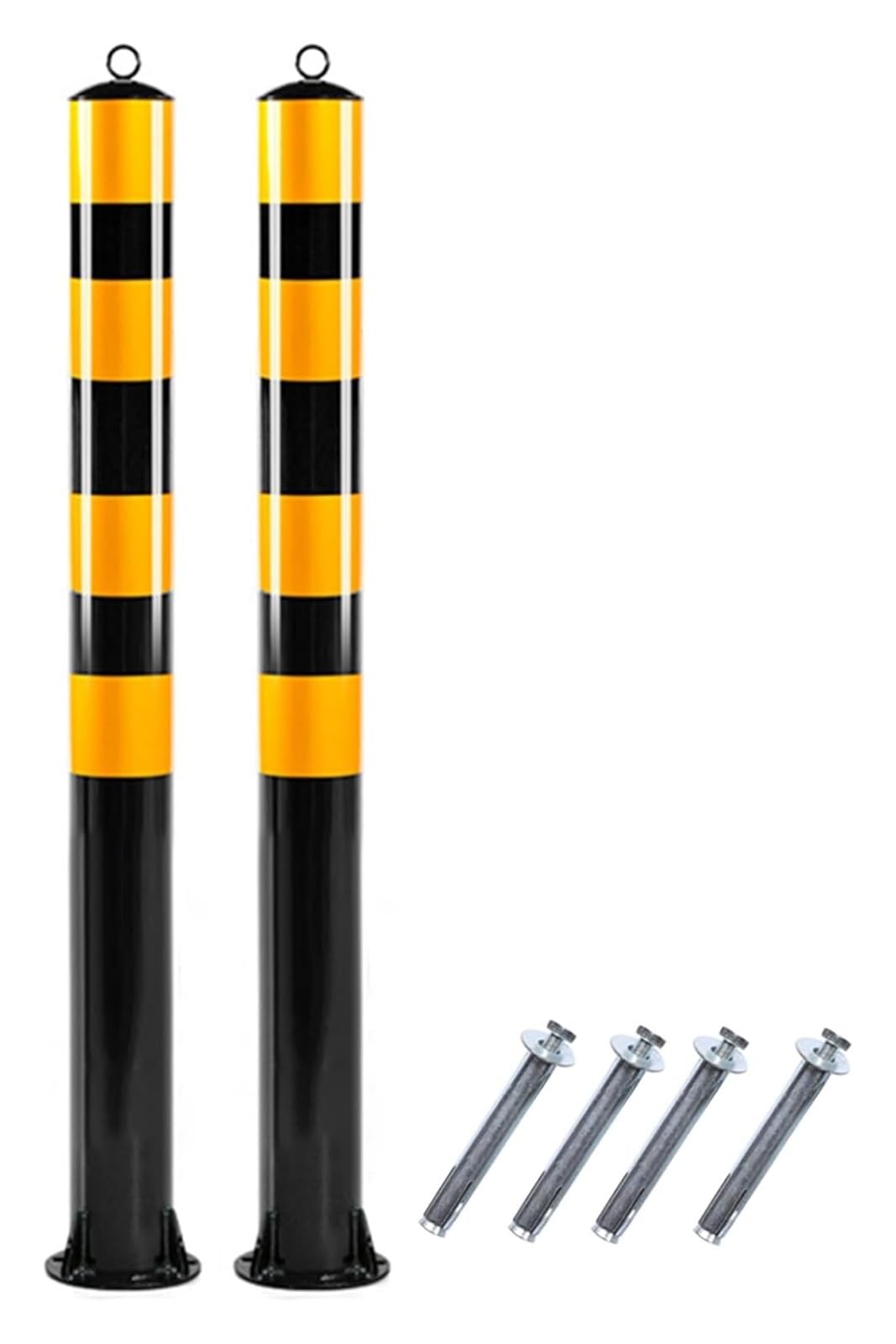 CWCQGH Safety Bollard Security Parking Barriers Posts, Reflective Metal Traffic Sign Posts, Accessories Included Height Height (2pcs 120cm (47 1/4in) Height)