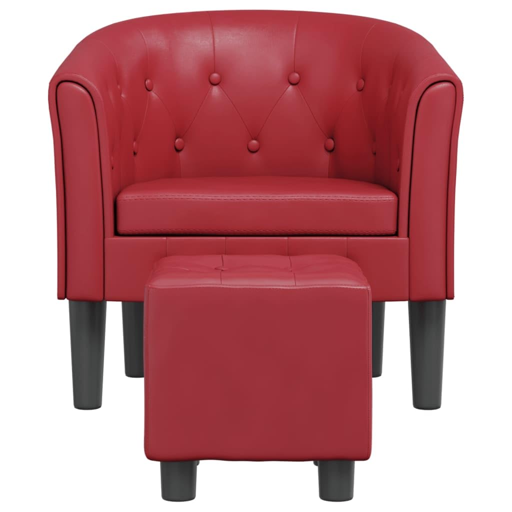 Poltrona da club con poggiapiedi, in ecopelle, da cocktail, con cuciture a bottoni, per soggiorno, camera da letto, ufficio, design moderno, imbottita, stile Chesterfield