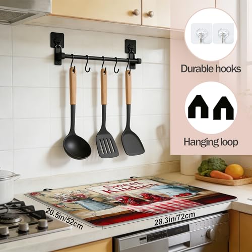 Image of Multi-Design Silicone Stove Cover for Glass /Electric Stoves - 3-in-1 Heat-Resistant Protector Mat, Non-Slip Drying Rack (Teapot, 28 inch L x 20 inch W)