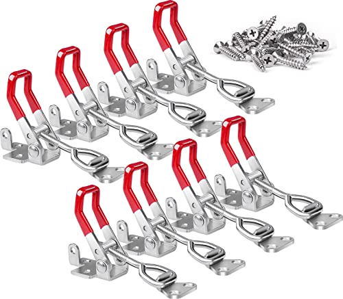 Vicuna R 8Pack Heavy Duty Toggle Latch Clamp 4002 Adjustable Toggle Clamp Latch With Lock Hole 550Lbs Holding Capacity Pull Latch for Smoker Lid Jig Tool Box Case (with 40PCS Screws)
