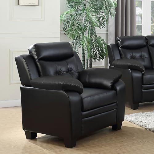 Sillón Tufted Tapizado en Cuero Sintético Negro miniatura 2