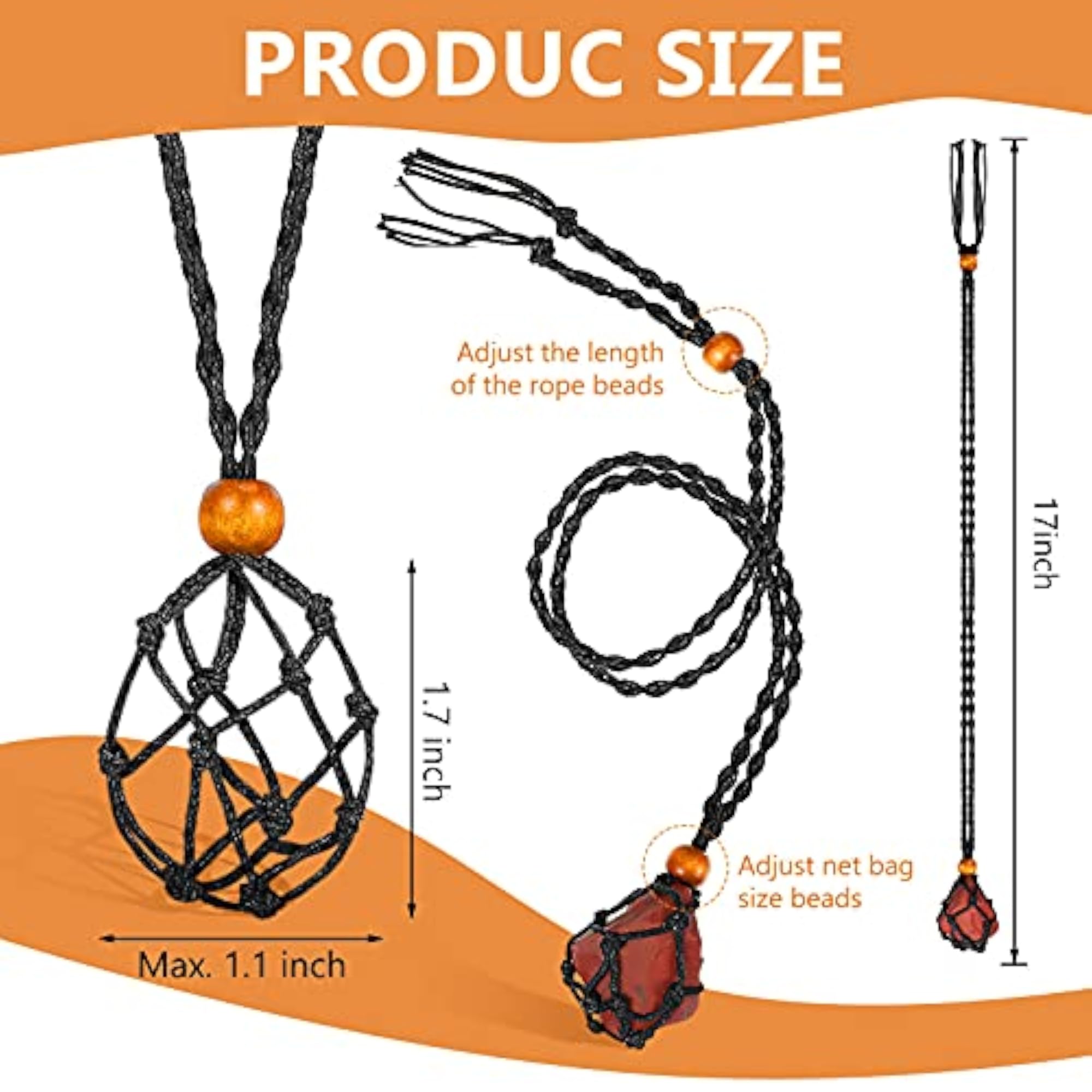 18Pcs Crystal Blank Pendant Holder Stone Cords Necklace Holder Cage