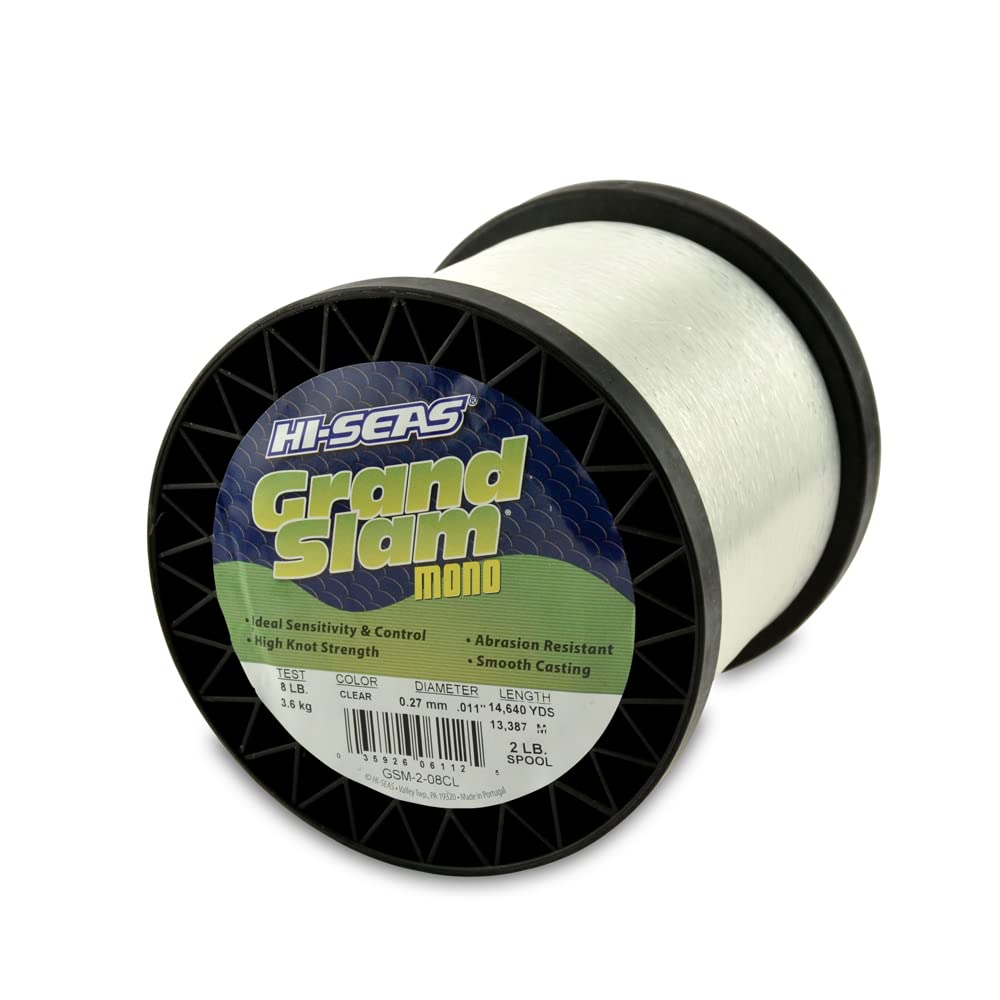 Hi-Seas Grand Slam Monofilament Line, 8 lb / 3.6 kg Test, .011 in / 0.27 mm Dia, Clear, 14640 yd / 13387 m