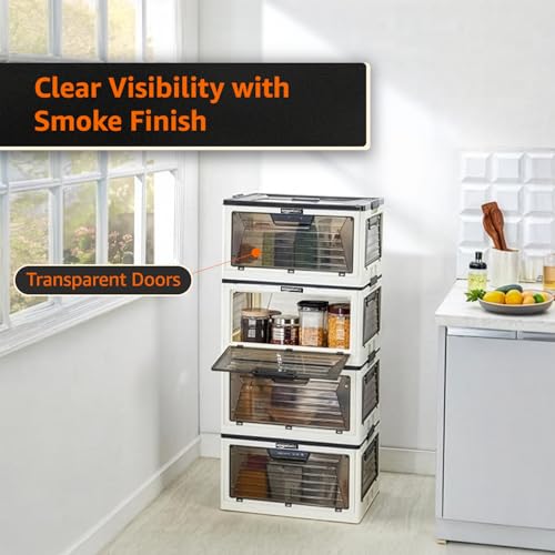 Image of Amazon Basics Plastic Wardrobe for Bedroom & Drawers Organisers, Cupboard Organizer & Wardrobe Organiser (4 Layer)
