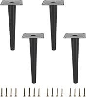 Vista 11 de Paquete de 4 patas para muebles, patas redondas cónicas para muebles, pie de metal resistente para sofá, armario, bar, cama, mesa, silla, sofá