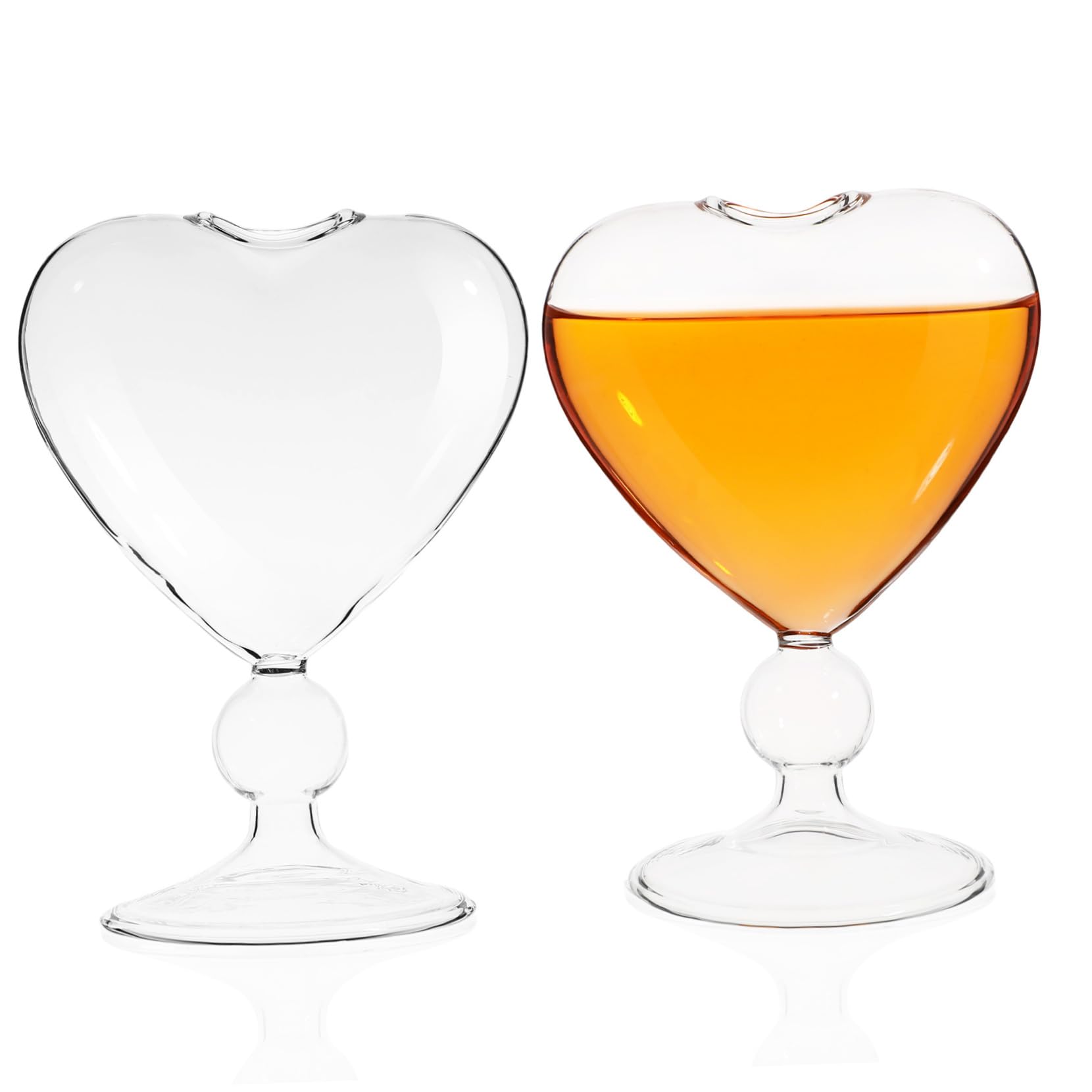 Cabilock 2Pcs Heart Shape Goblet Glasses Stylish Cocktail Cups for Parties Weddings Creative Love Design present for Friends Family Elegant Transparent Drinkware