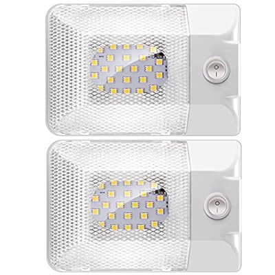 BlueFire 2 Pack DC 12V LED RV Ceiling Dome Light 300LM RV Interior Lighting Trailer Camper RV Lights Interior for Camper RV Trailer Boat (Natural White)