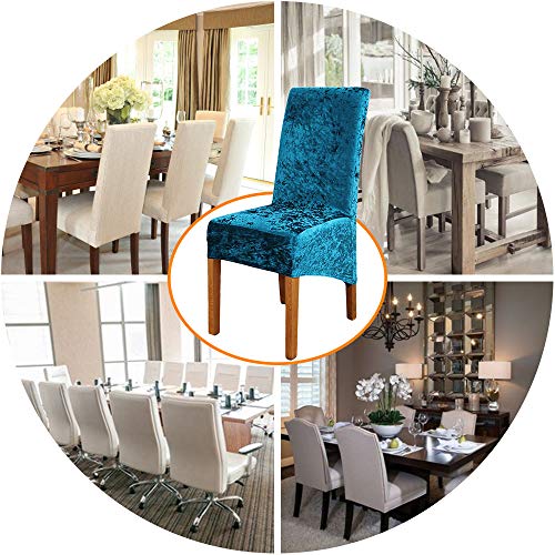 Okyuk Crushed Velvet Xl Dining Chair Covers, Dining Chair Slipcover Stretch Washable Armless Chair Protector Seat Cover For Dining Room Banquet Home Party Decor (Blue) #TOP5
