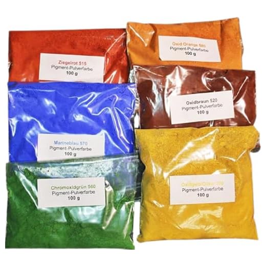 Pigmente, Eisenoxid, 6 verschiedene Farbtöne je 100g (€ 2,80/100g)