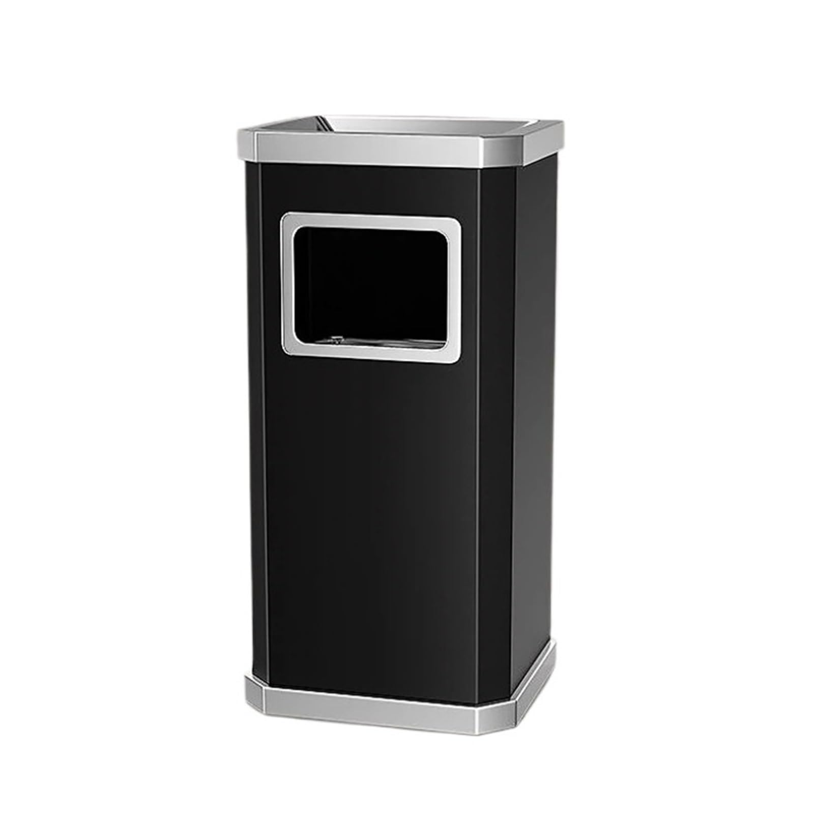 ZYYANSHOP Trash Cans Square Waste Bin with Ashtray Removal Lid Standing Cigarette Outdoor Indoor Rubbish Wastebasket Garbage(Black)