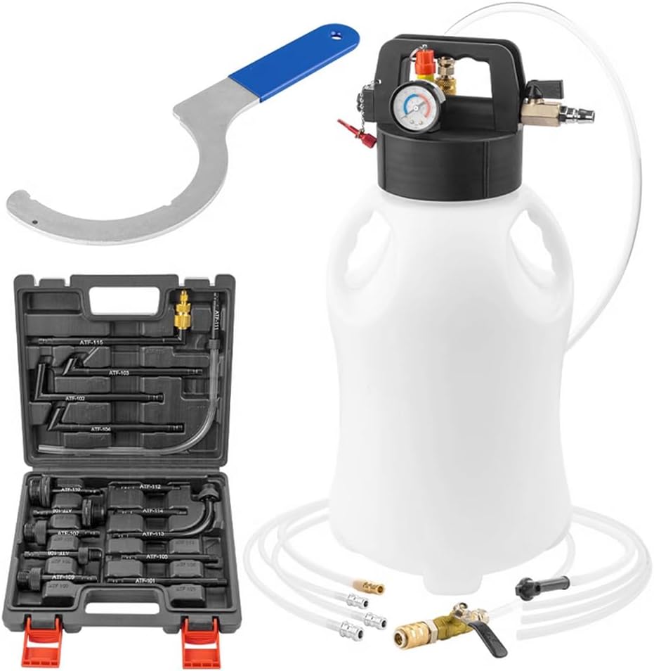 NEWTRY Transmission Fluid Pump Kit, Pneumatic Fluid Extractor with 15 ATF Adapters Transmission Fluid Evacuator and Filler for Transmission Oil Extraction & Filling (6L)