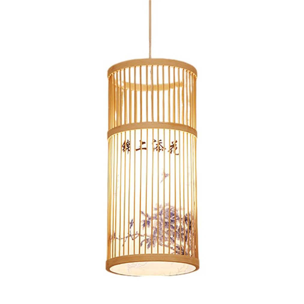TCHAUSGZOZ Handmade Bamboo Rattan Chandelier - Boho Style Pendant Light for Dining Room, Living, Bedroom, and Cafe(Dark Color)