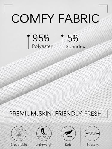 Crastimo Mens Henley Short Sleeve T-Shirt Texture High Elasticity Moisture Wicking Lightweight 3 Buttons Summer Classic Basic Tee Casual Men White L — view 4