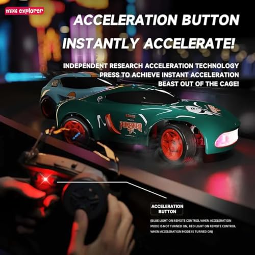 Image of MiniExplorer Punto Mini RC Car 1:64 Scale, 2.4GHz Remote Control Car with Drift & Grip Modes, Dual Speed, LED Lights, 100m Range, Rechargeable RC Drift Car for Kids Boys Girls & Adults