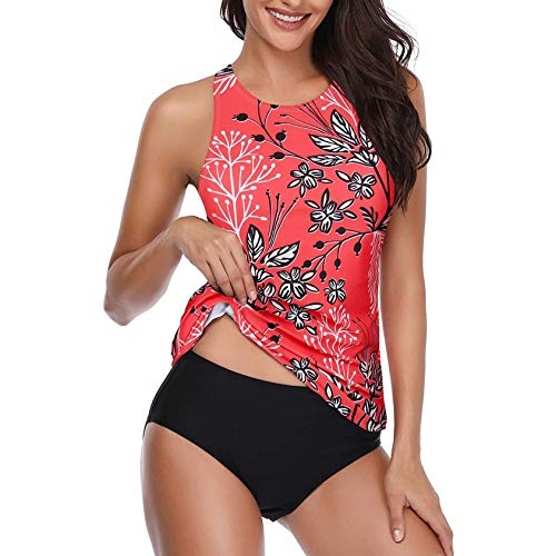 image for OutTop01 OutTop Women Tankini Top Swimsuits High Neck Halter Tummy Con