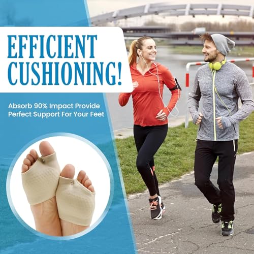 Image of Belanto Metatarsal Pad for Women and Men, 1 Pair Forefoot Pad for Pain Relief, Hallux Valgus Bunion Foot Sleeve, Ball of Foot Cushion with Gel Pad, Morton's Neuroma, Metatarsalgia Support, Beige