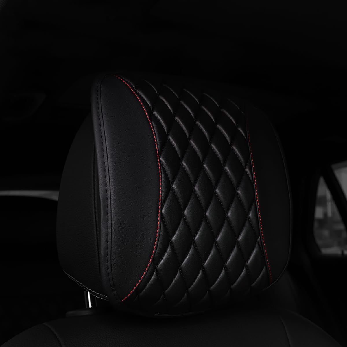 Car Headrest Cover, Soft Leather Dirt-Proof Vehicle Seat Head Rest Protector, Breathable Automotive Interior Protection Dust Covering Accessories, Universal for Most Cars (Black)
