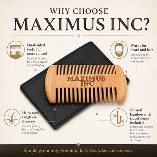 Peine de bambú antiestático para barba y cabello miniatura 5