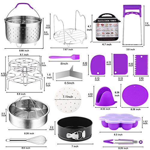 YOLIFE 23 PCS Accessories for Instant Pot, Pressure Cooker Accessories Set Compatible with Instant Pot 5,6,8 Qt - 2 Steamer Baskets, Silicone Molds & More Accessories - Thumbnail 7