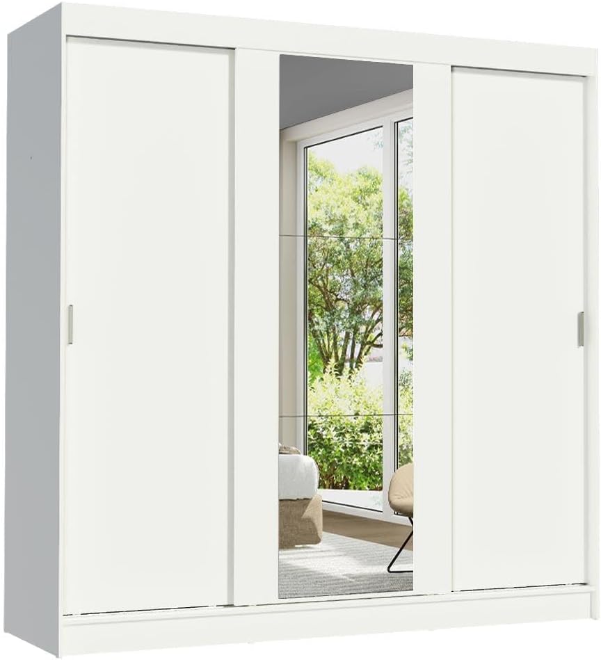 Guarda-roupa Casal Madesa Reno 3 Portas de Correr com Espelho B