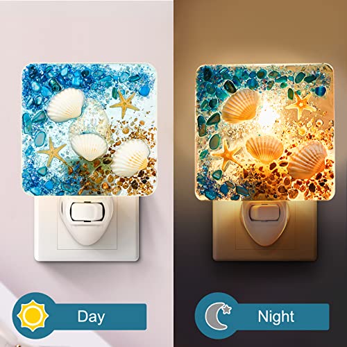 Image of Hortsun Plug in Seashell Night Light Ocean Sea Animal Decorative Night Light Plug in Beach Lamps Vintage Ocean Lamps for Adult for Home Bedroom Living Room Bathroom Wall(Starfish)