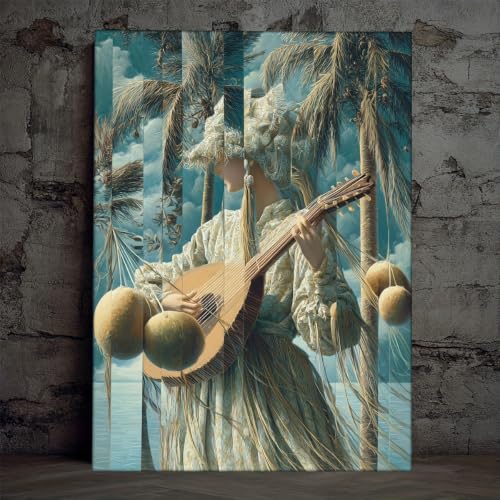 Tableau sur toile bohème surréaliste 50x60cm pour déco de studio de musique