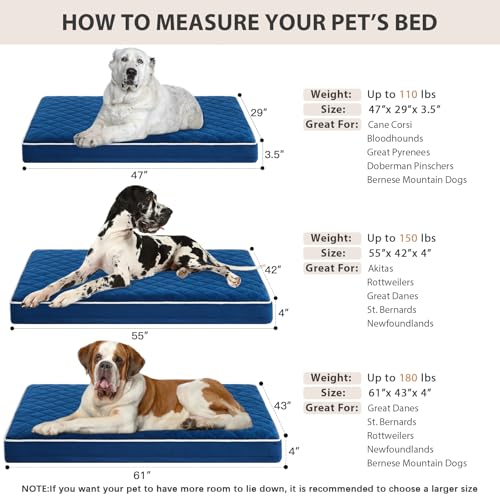 Image of WNPETHOME Orthopedic Dog Beds for Large Dogs, Extra Large Waterproof Dog Bed with Removable Washable Cover & Anti-Slip Bottom, Egg Crate Foam Pet Bed Mat