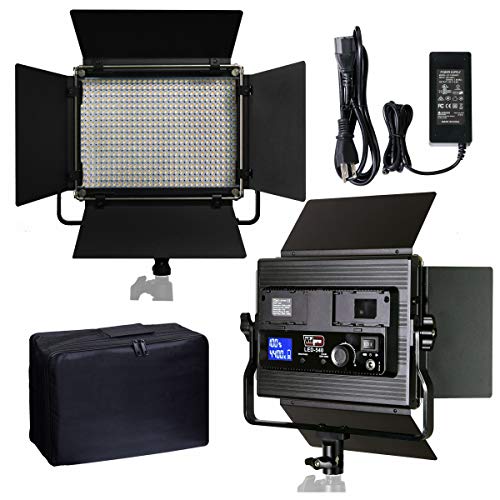 Vidpro LED-540 Professional Varicolor 540 LED Studio Lighting Kit with Carry Case Powered by AC or Battery NP-F Series Bi-Color 3200K - 5600K Digital LCD Display All Metal Construction