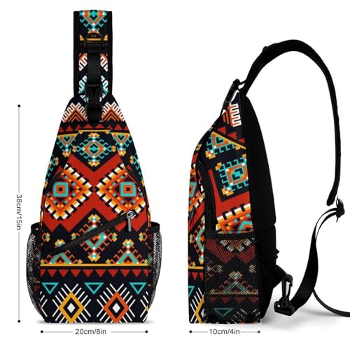 Aztec Ethnic Pattern Sling Bag Crossbody Travel Hiking Chest Multipurpose Travel Daypack for Women Men2