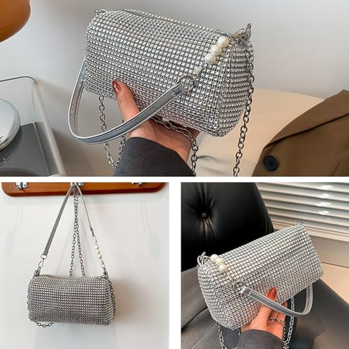 Damen Clutch Glitzer Tasche Strasssteine Clutches Abendtasche Handtasche Umhängetasche mit Abnehmbarer Kette für Party Hochzeit Bankett Feiertage – Bild 3