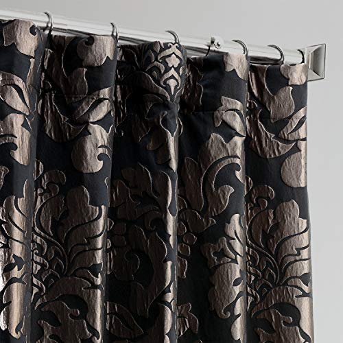 HPD Half Price Drapes JQCH-201301-96 Designer Damask Curtain (1 Panel), 50 X 96, Astoria Black & Grey
