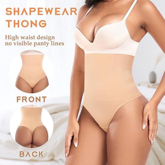 Image of ALYNE Women's Thong Shapewear with Anti-Rolling Strip, High Waist Tummy Control, Butt Lifting Body Shaper Girdle Briefs for Women, Waist Slimming Panties & Thigh Slimming Technology