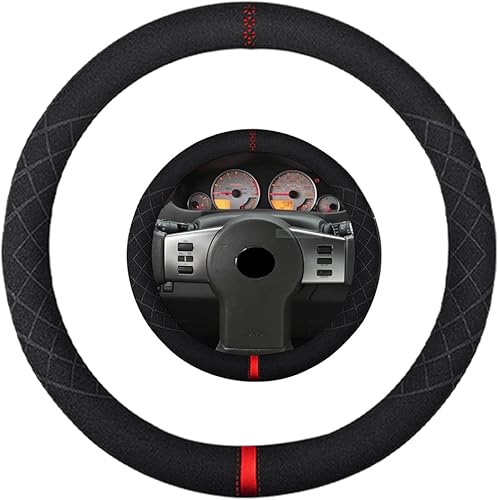 Miniatura 8 de K LAKEY Funda de gamuza para volante, compatible con Subaru Forester XV Crosstrek Legacy Impreza Alcantara, de cuero, antideslizante, accesorios