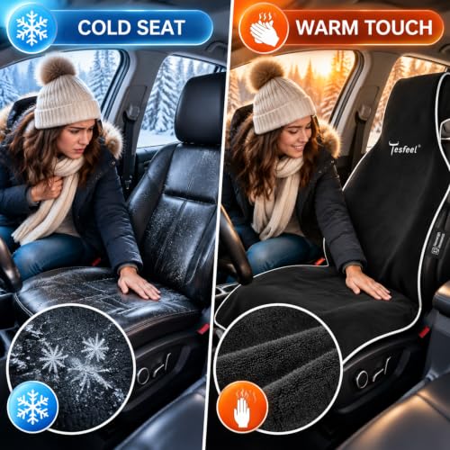 TESFEEL Waterproof Car Seat Cover Towel, Front Seats, Black, 2 Pack | 410 GSM absorbent terry, non-slip backing, machine washable, for gym sweat, damp clothing and outdoor activities - image 3