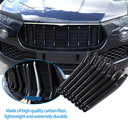 Image of 8pcs Car Styling ABS Plastic Exterior Front Grill Decoration Strips Cover Trims For Maserati Levante 2016 2017 2018 Auto Accessories (Carbon Fiber)