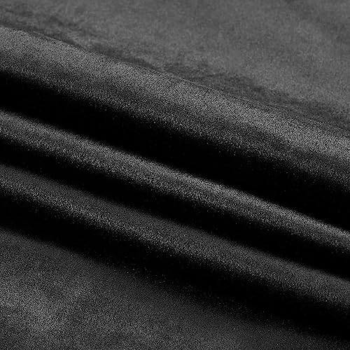 Image of PRIMROSE Black Curtains 90 inch for Living Room Velvet Drapes Blackout Rod Pocket Back Tab Window Treatment Semi Room Darkening Decor Curtains for Bedroom Set of 2 Panels