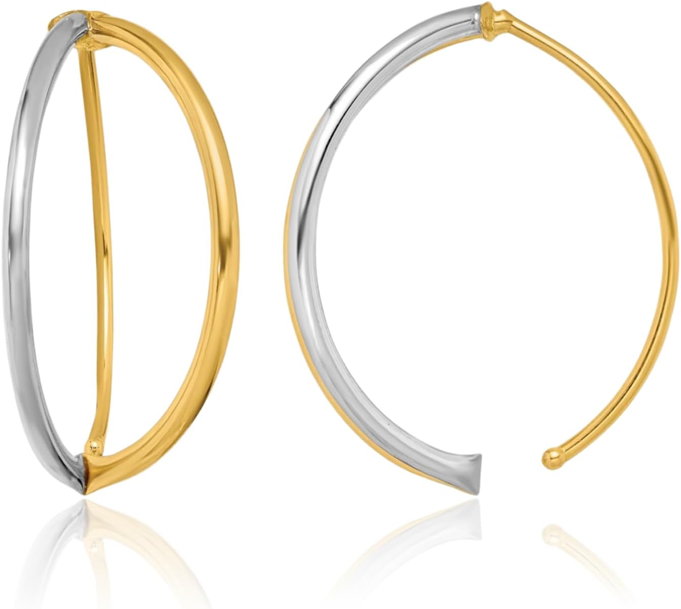 IceCarats 14K Solid Yellow Gold Threader Earrings 25.5mm 1 inch Polished For Her