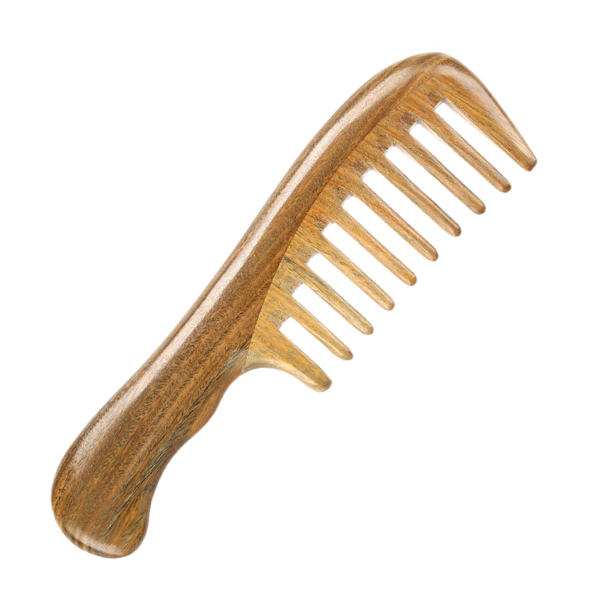 Peine de Masaje de Dientes Anchos de Sándalo Color Caqui