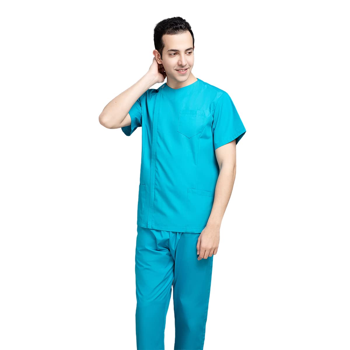 niaahinn Women Scrubs Tops Nurse Working Uniform Short Sleeve Scrub Shirts Premium Tailored Attire (Lake Blue,XL,X-Large)