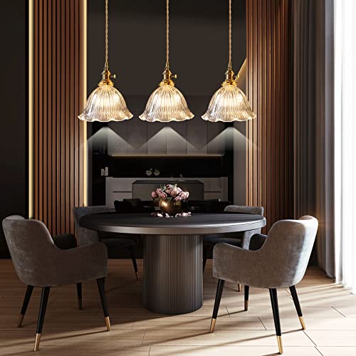 Luces colgantes de cobre ajustables con pantalla de cristal transparente 7