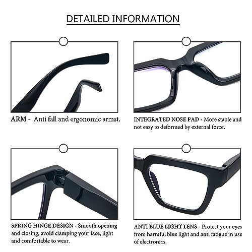 Image of Modern Square Reading Glasses 4 Pack Oversized Eye Glasses Blue Light Blocking Eyestrain Relief