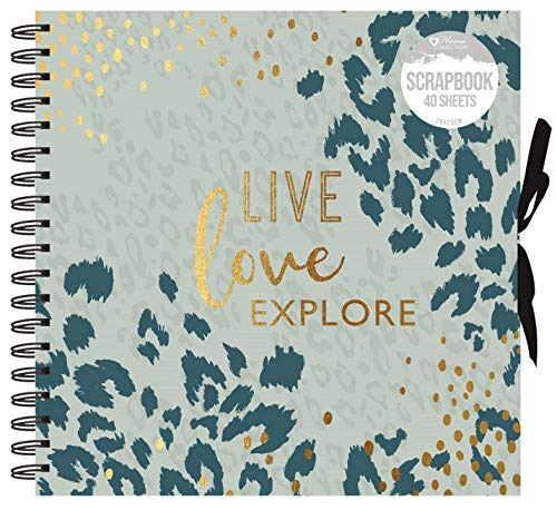 Home Collection Live Love Explore Animal Print Spiral Bound Scrapbook Photo Album Square 40 Sheets